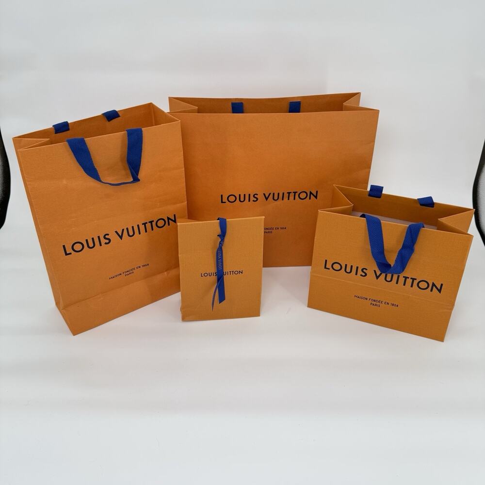 Bundle of 4 LOUIS VUITTON Authentic Paper Shopping Tote Bag Various Sizes
